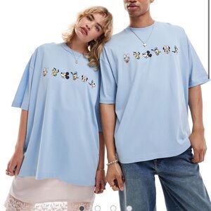 ASOS Disney unisex oversized t-shirt with Mickey Mouse & Friends prints - blue